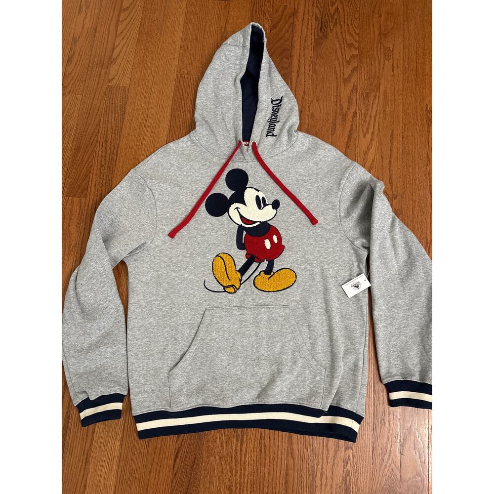Disney Store Mickey Mouse Aplique w/ Fuzzy Boucle Hooded Sweatshirt Unisex Sz S